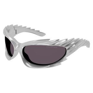 A0969Z New BALENCIAGA Silver Wraparound BB0255S 003 Sunglasses Women